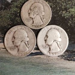 (3) 90% Silver Washington Quarters ( NOT COLLECTOR QUALITY)