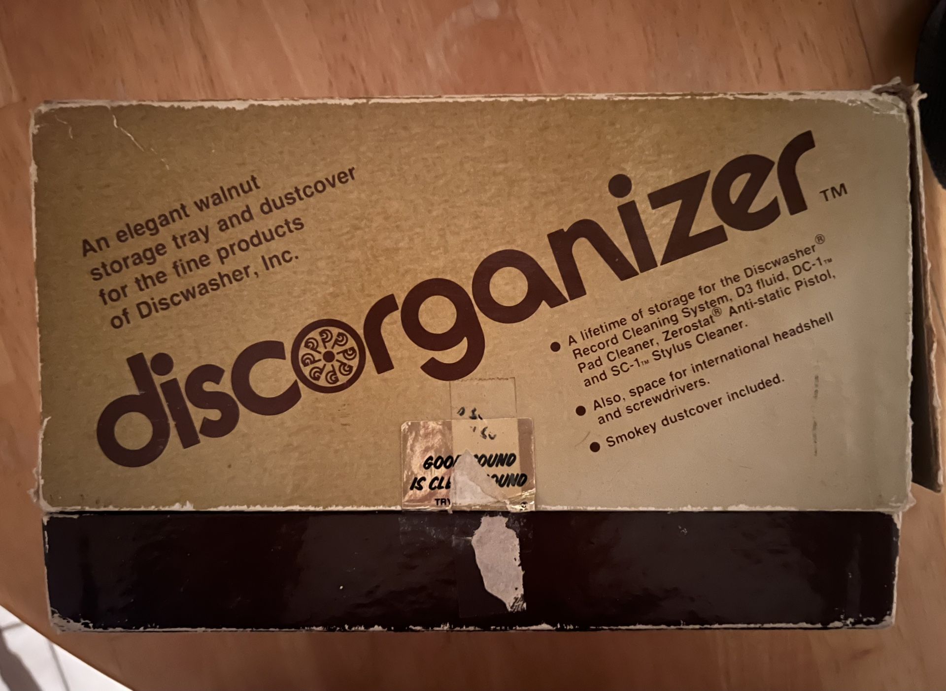 Disc Organizer disc cleaner in walnut tray