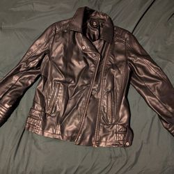 Black Leather Moto Style Jacket