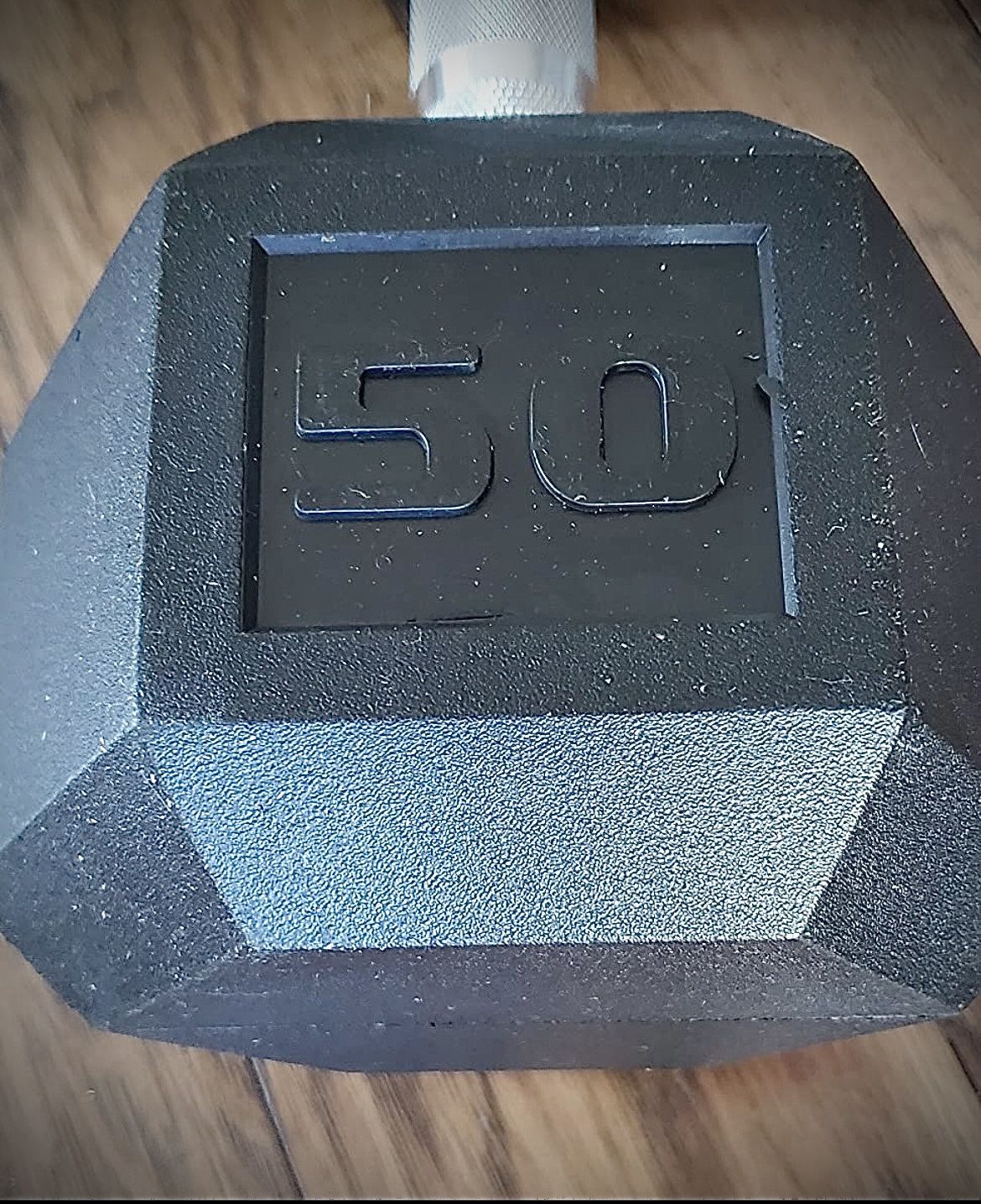 One Rogue Fitness 50lb Rubber Hex Dumbbell