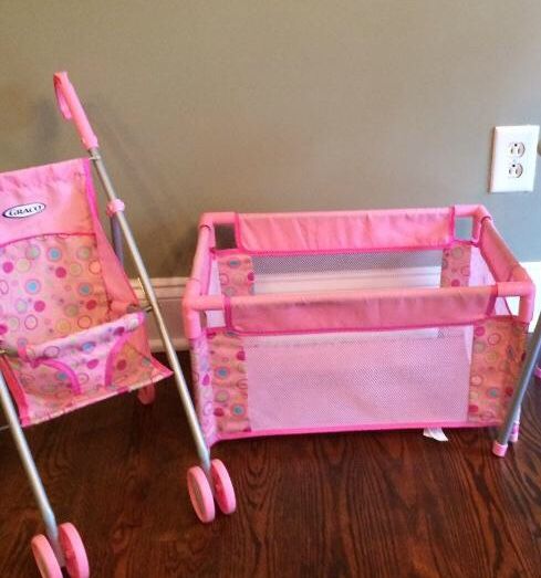 Graco Baby Doll Playset Stroller Playpen and Accessories