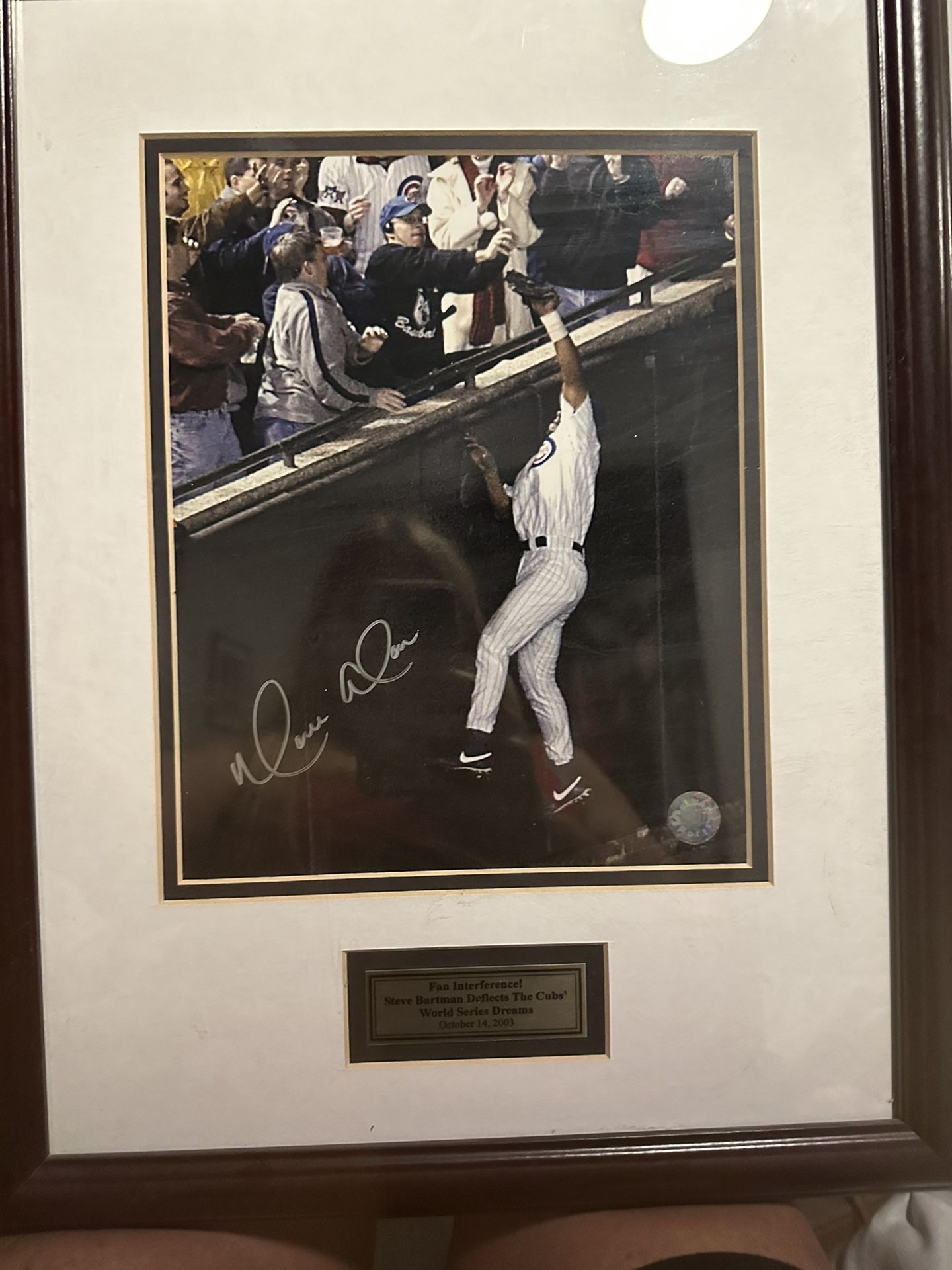Moises Alou Autographed Cubs Steve Bartman Signed 16x20 Baseball Photo