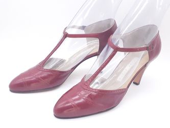 Perry Ellis Womens Pumps Deep Red Strappy Heels US Size 8.5 Dress Shoes
