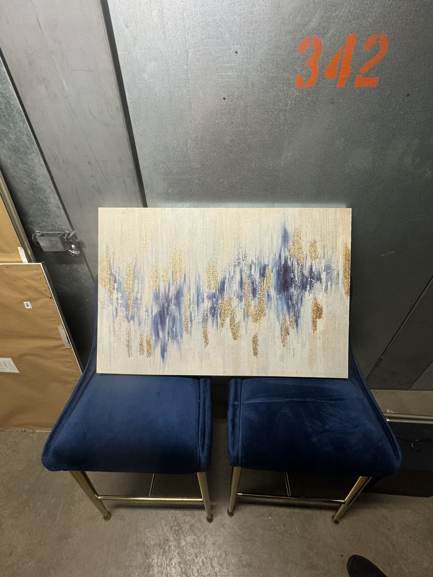 Modern Blue and Gold Abstract Canvas Wall Art