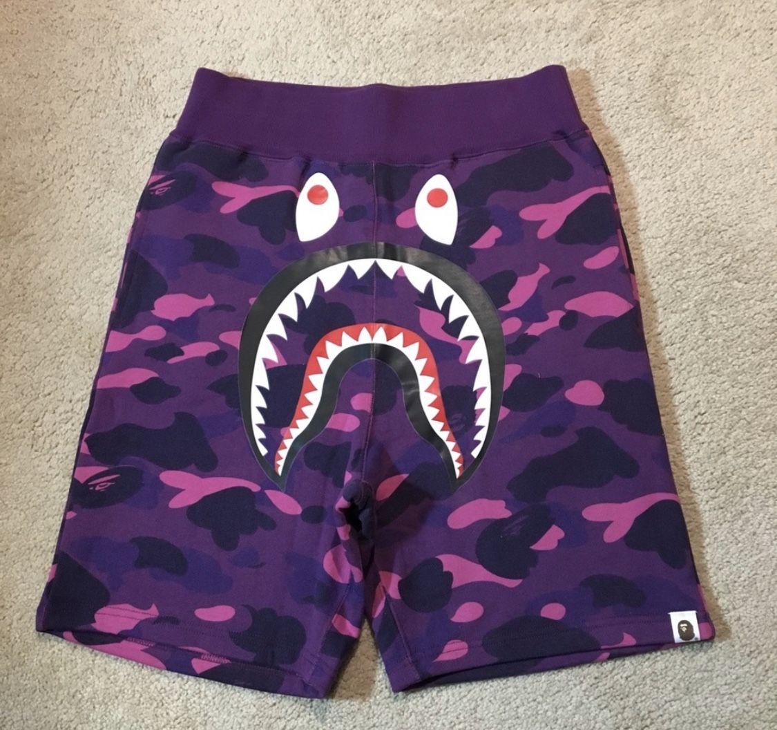 Bape shark short purple camp