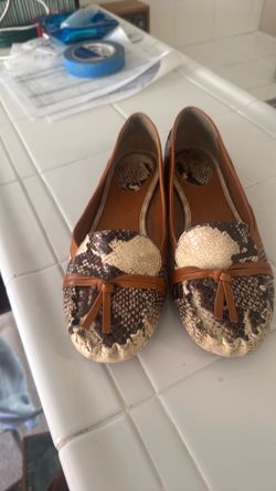 Snakeskin Print Ballet Flats with Bow Detail