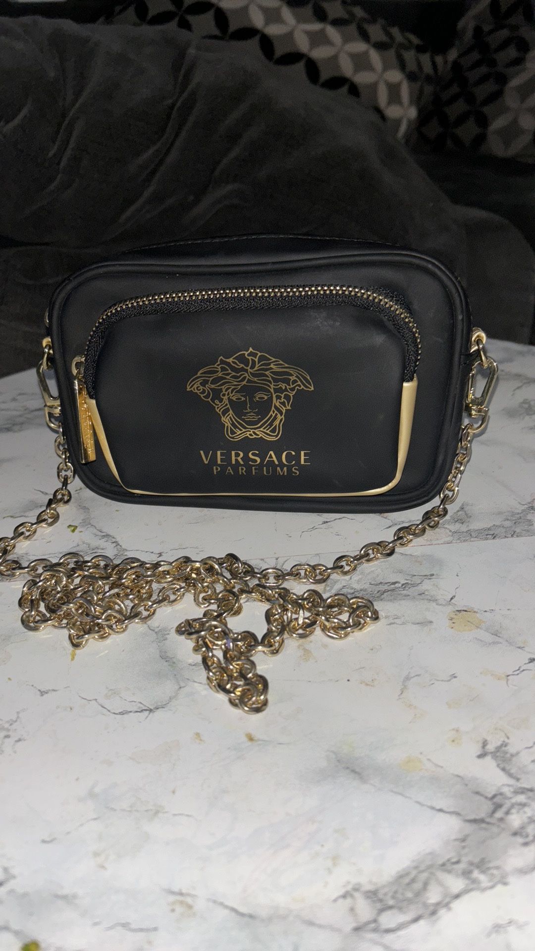 Versace Perfumes Crossbody Bag Purse Handbag Gold Medusa