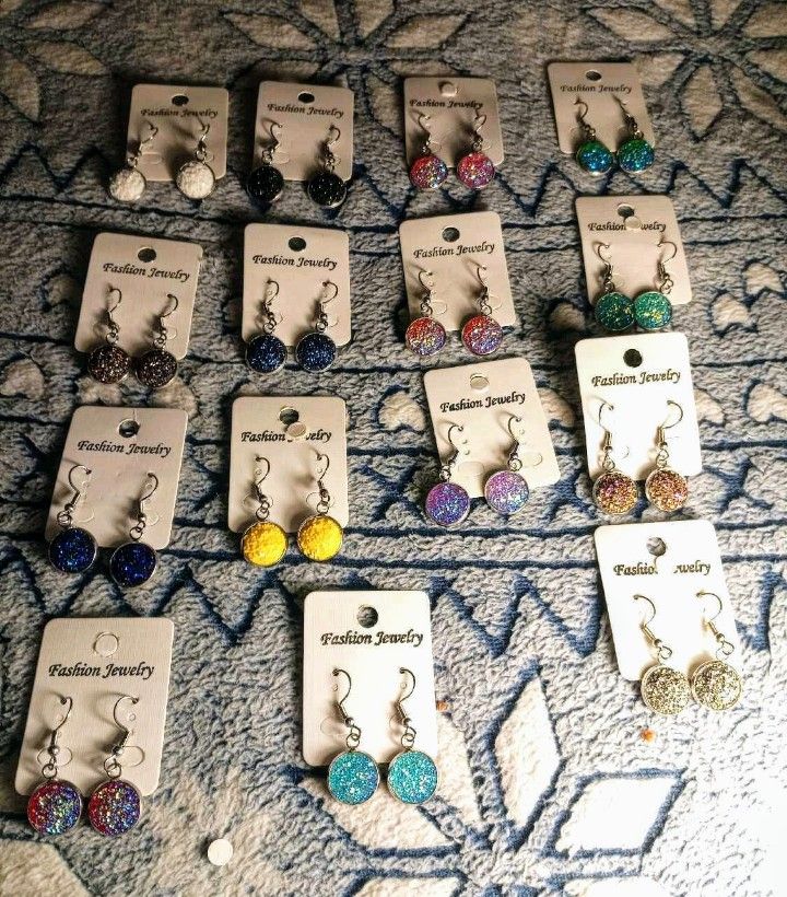 Faux Druzy Drop Earrings Lot