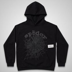 Spider Worldwide Black Hoodie With Grey Print.