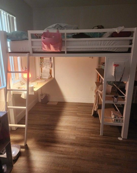 White Loft Bed With Desk From Rooms-to-Go