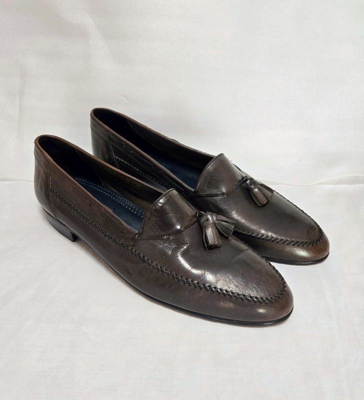 Playboy Men’s Brown Leather Tassel Loafers Size 12 Made In Brazil