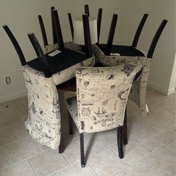 4 Chairs Lamp And Wooden Dining Table OBO