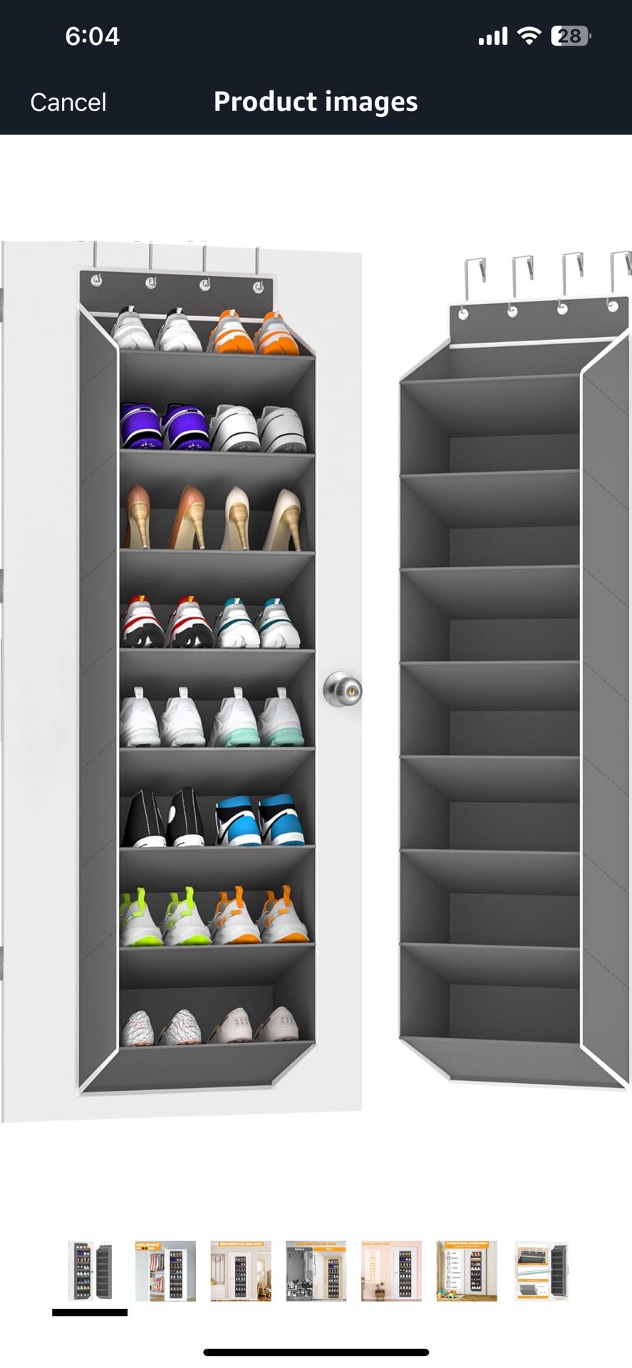 Over The Door Shoe Organizer Storage Fit 16-24 Pairs Hanging Shoe Rack Organiser for Closet Door, Deep Pocket Shoe Holder for Sneakers,Boots Storage(1