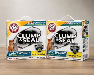 ARM & HAMMER Clump & Seal Lightweight Cat Litter – 2 NEW Boxes