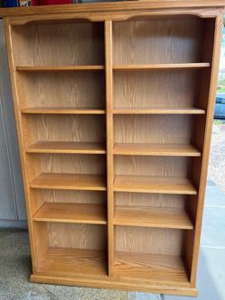 Large Oak Double Bookcase