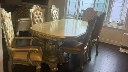 Dining table with six chairs