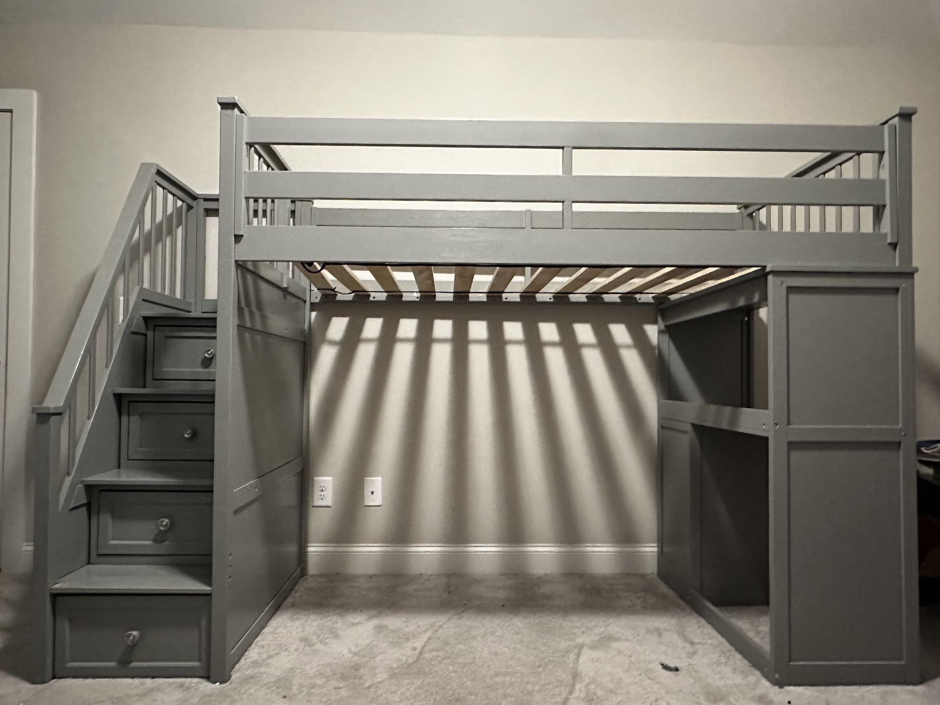 Twin Loft Bed With Storage and Desk