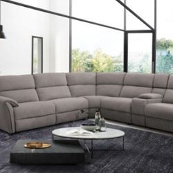 Brand New Super Plush Warm Grey Power Reclining Sectional Sofa