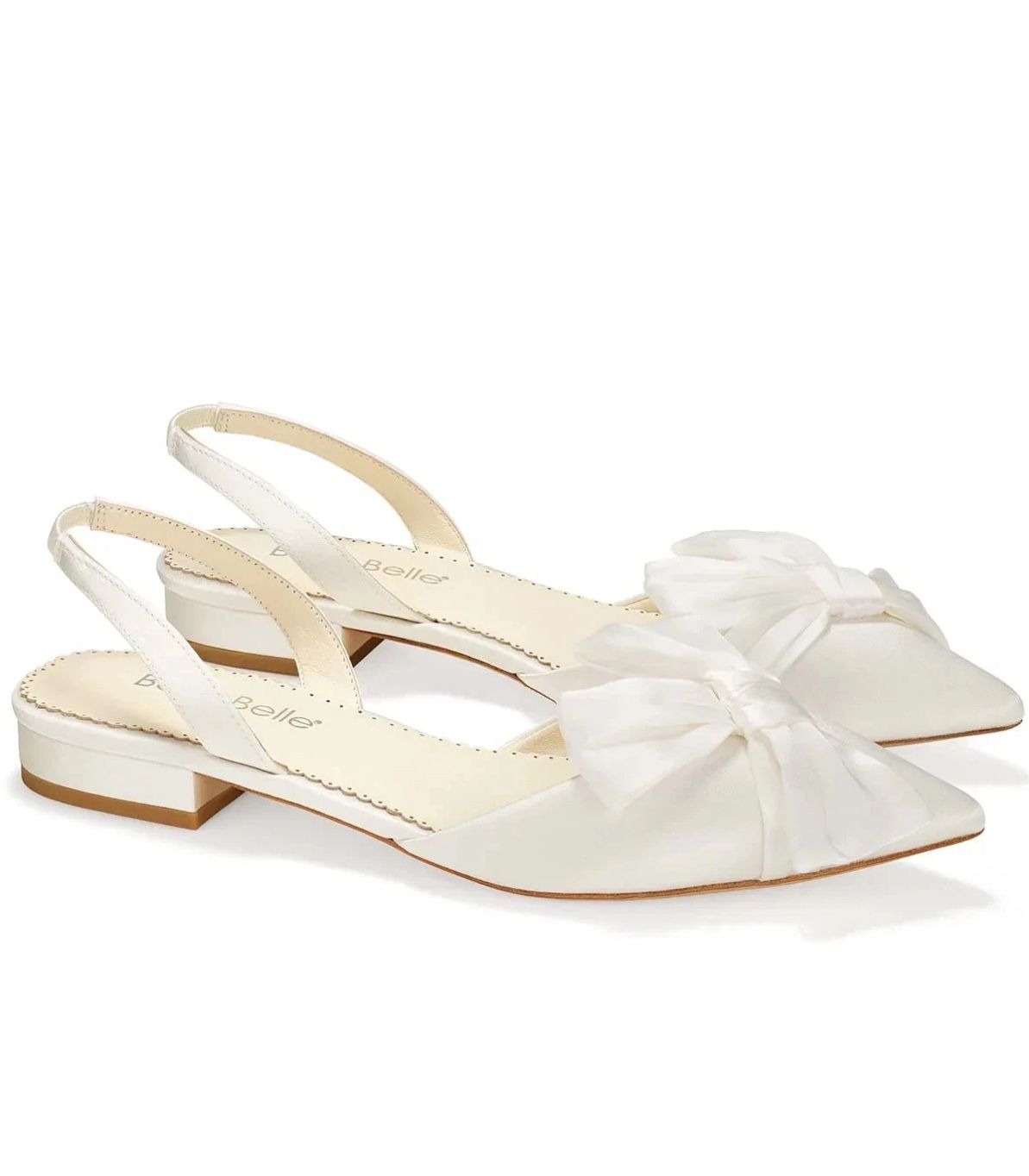 Bella Belle Reilly Silk Bow Slingback Wedding Flats Size 8 Bridal