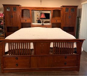 Bedroom Set King…Beautiful Mission Style bedroom set with dresser and mirror.