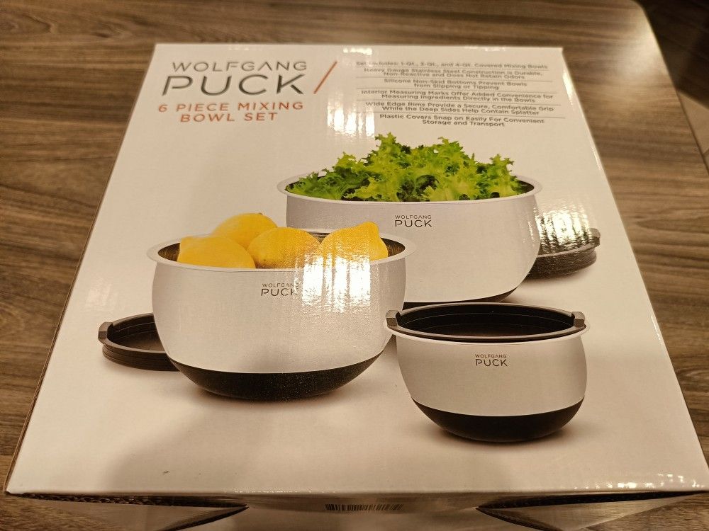 Wolfgang Puck /6 Piece Mixing Bowl Set New Sealed