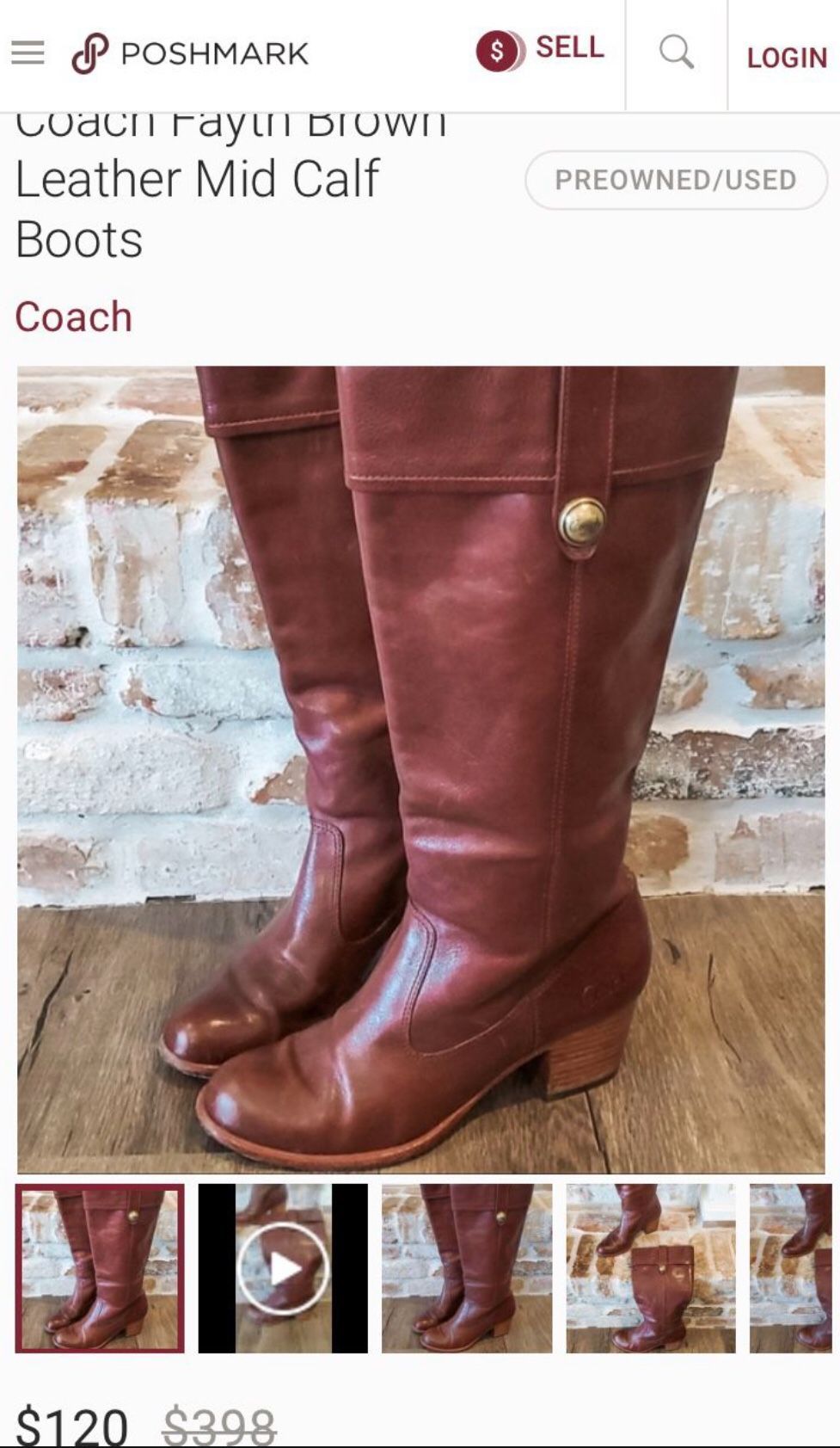 Coach Fayth Brown Leather Boots (size 7)