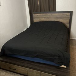 Queen Bed Frame With 1 Nightstand And Mirror