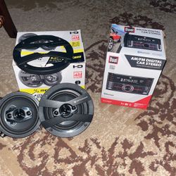2 Pairs Of Scosche 5.25” 4 Way speakers w/ Dual Digital Car Stereo 