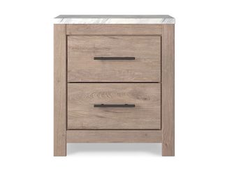 2-Drawer Nightstand with Marble-Look Top