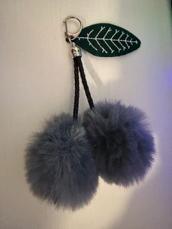 Grey cherry Keychain pompoms