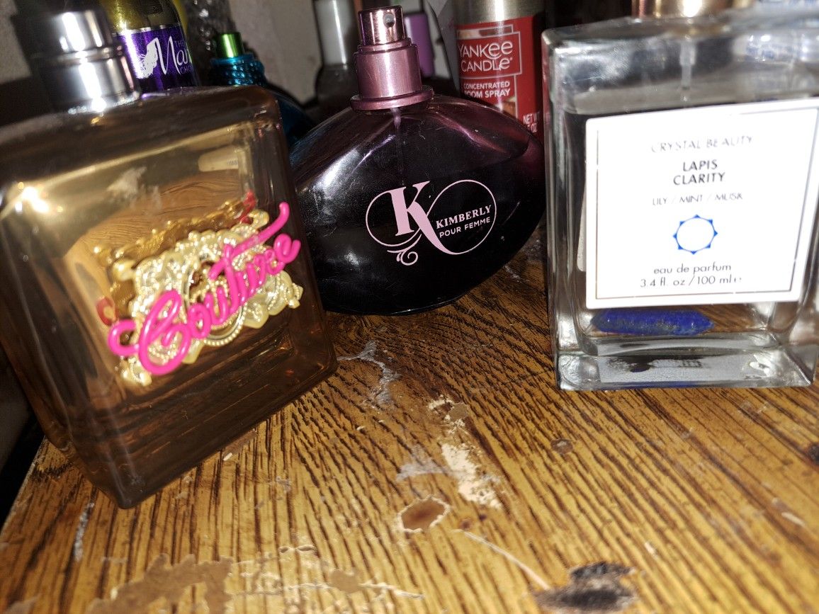 3 Name Brand Perfumes 3/4 Full   Juicy Couture Crystal Imfused Ck