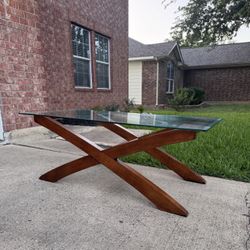 Modern Glass & Wood Lamp Table/ Contemporary Glass Coffee Table – Sleek & Sturdy Design