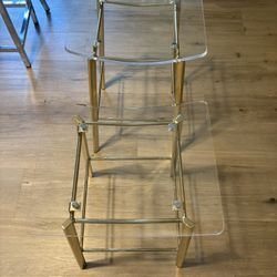 2 X Acrylic Bar Stools / Gold