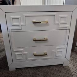 Solid Wood White & Gold Nightstand Set (2)