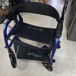 Like-New Heavy Duty 4-Wheel Rollator Walker w/ Seat & Brakes – $220