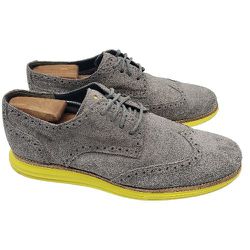 Cole Haan 'Lunargrand Wingtips Gray Suede Derby Dress Shoes Size 10.5 M Oxfords