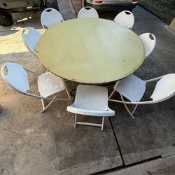 “60" MityLite Round Folding Table with 8 White Chairs - Commercial Grade!” or “5 Foot Round MityLite Table & 8 Folding Chairs Set - Ready for Events!”