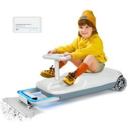 Portable Go Kart Ride On Race Car, Variable Speed for Ages 3-12 Years, 5 Speeds Available- Gray