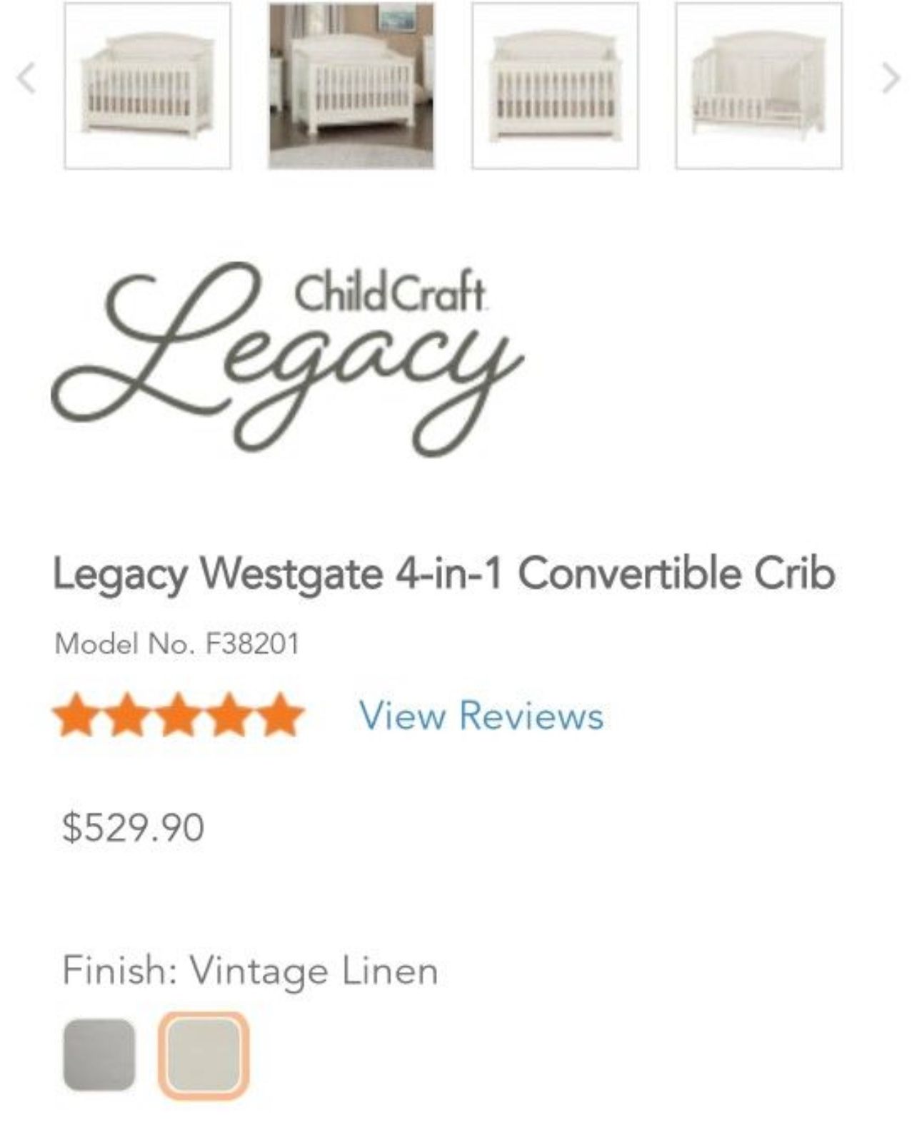 Used Childcraft Legacy Westgate 4-in-1 Convertible Crib 
