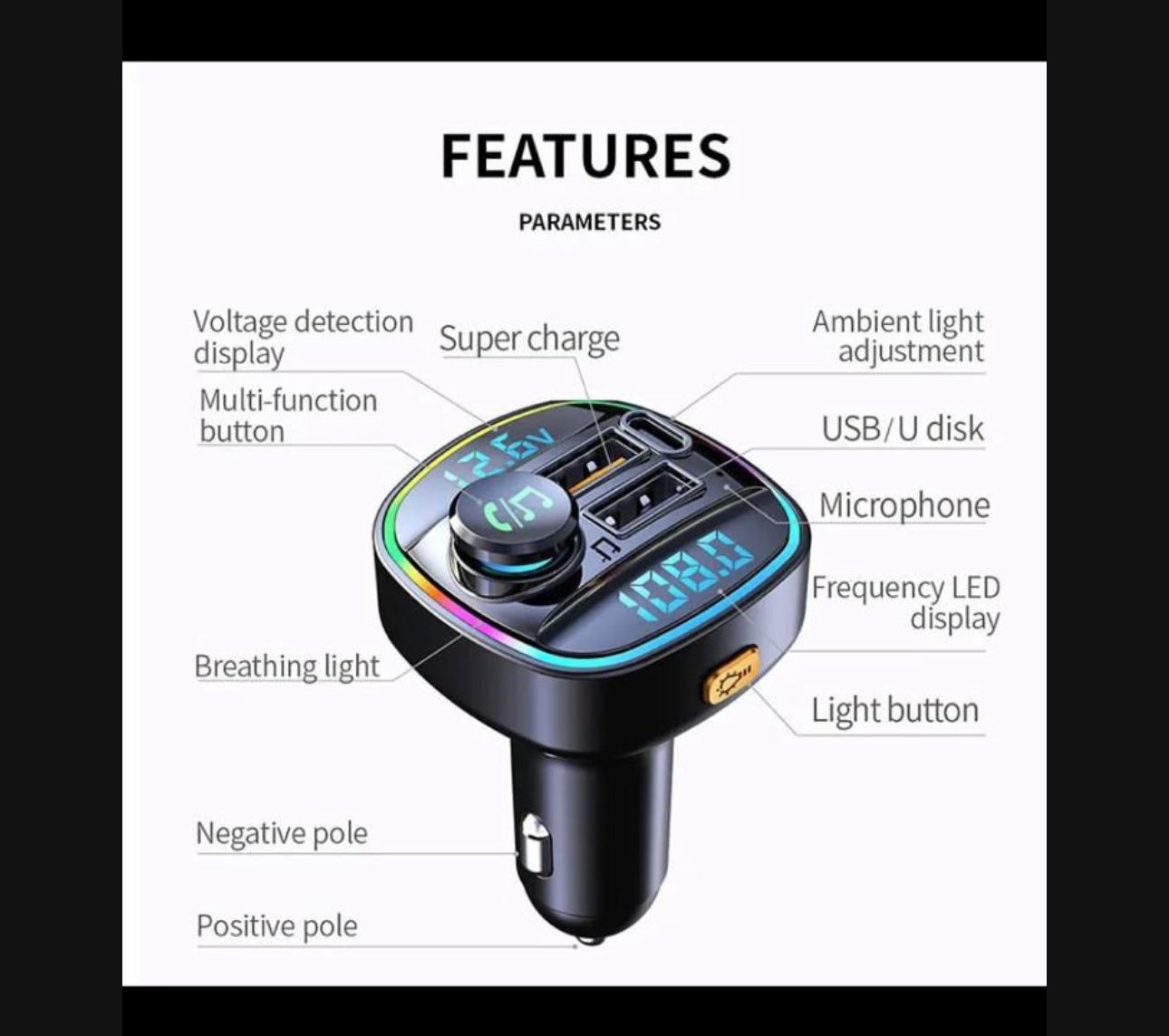 Bluetooth 5.0 FM Transmitter Handsfree Car Radio Modulator MP3 Player With 22.5W USB Super Quick Charge Adapter for Car