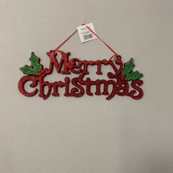“Meery Christmas “ Red Glitter Molded Sign
