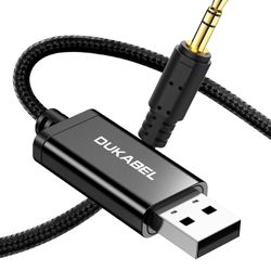 DUKABEL USB to 3.5mm Aux Cable, USB to 3.5mm Jack Cord for PC PS4 PS5 USB2.0 to 1/8’’ Male Auxiliary Audio Cable for Headphone Speaker(4FT/1.2Meter) D