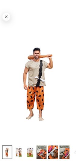 3 Pcs Men Bam Bam Adult Caveman Full Set Halloween Outfit costume