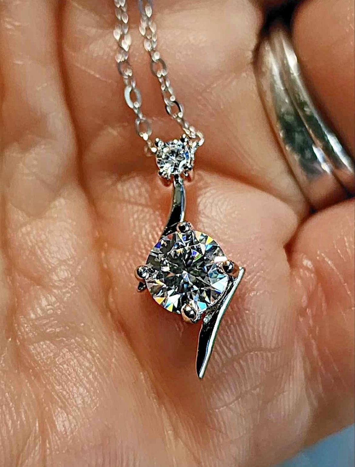 1 Carat Moissanite 18kt Gold Plated Sterling Silver Necklace
