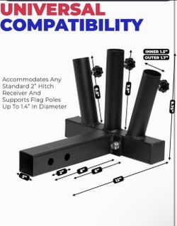 Stark USA Hitch Mount 3 Flag Pole Holder with 2-Inch Hitch, Quick Install Trailer Flag Mount, Suitable for Jeep, Trailers, Trucks, SUVs, RVs and Picku