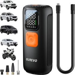 Tire Inflator Portable Air Compressor, 160 PSI Cordless Car Tire Inflator with Digital Pressure Gauge, LED Light and Auto Shut-Off Function - Air Pump