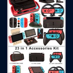 New Switch Accessories Bunate for Nintendo switch: Carrying Lase, Screen Protector, Joycon Grips, Steering Wheels, Charging Dock, Playstand, Comfort J