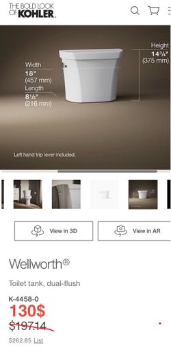 Wellworth® Toilet tank, dual-flush K-4458-0