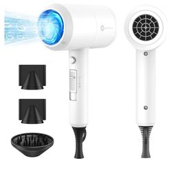 Slopehill Professional Ionic Hair Dryer, Powerful 1800W Fast Drying Low Noise Blow Dryer with 2 Concentrator Nozzle 1 Diffuser Attachments for Home Sa