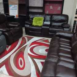 *Wow*---Madrid Brown Leather Reclining Living Room Sets---From $999---Delivery And Easy Financing Available 👍 
